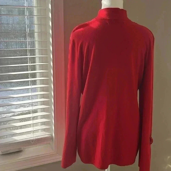 [L]Hilary Radley  for Katherine Barclay Red ViscoseCotton BlendWMN Tunic Sweater - Picture 4 of 10